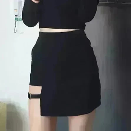 Korean Style Black Hip Skirts Irregular Hem Pencil Micro Mini Skirt Slim Women Party Skirts Black Bodycon Short Skirt - EX-STOCK CANADA