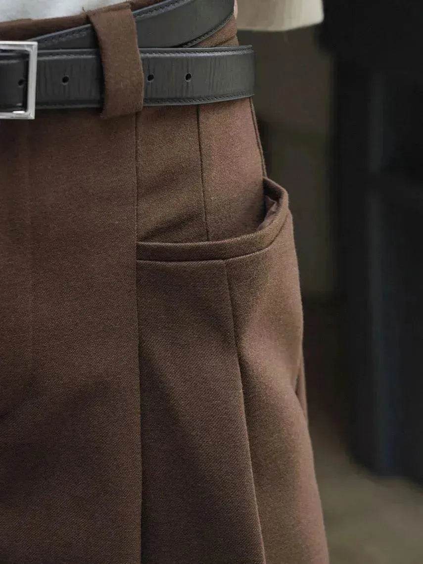 Korean Style Double Pleated Design Loose Casual Trousers Women - EX-STOCK Canada