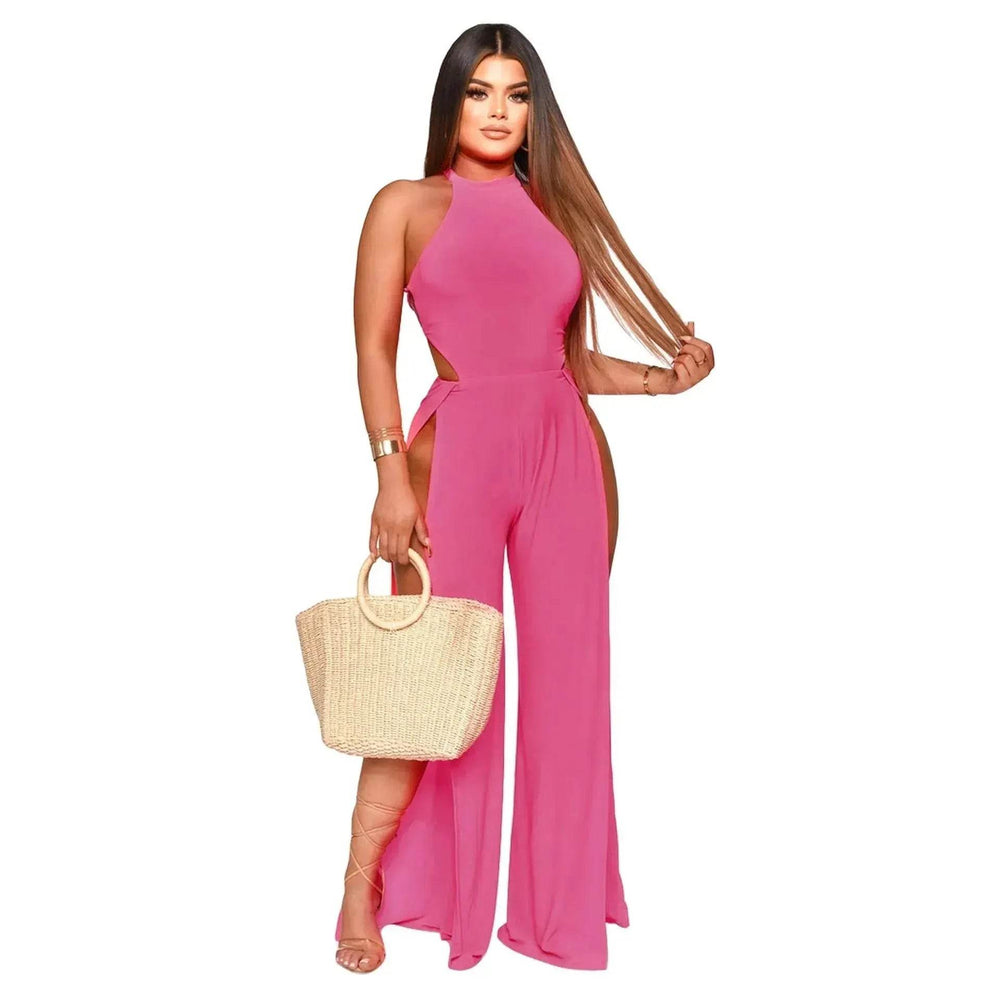 Lace-up Back Jumpsuit Split Leg Casual Trousers Women - EX-STOCK Canada