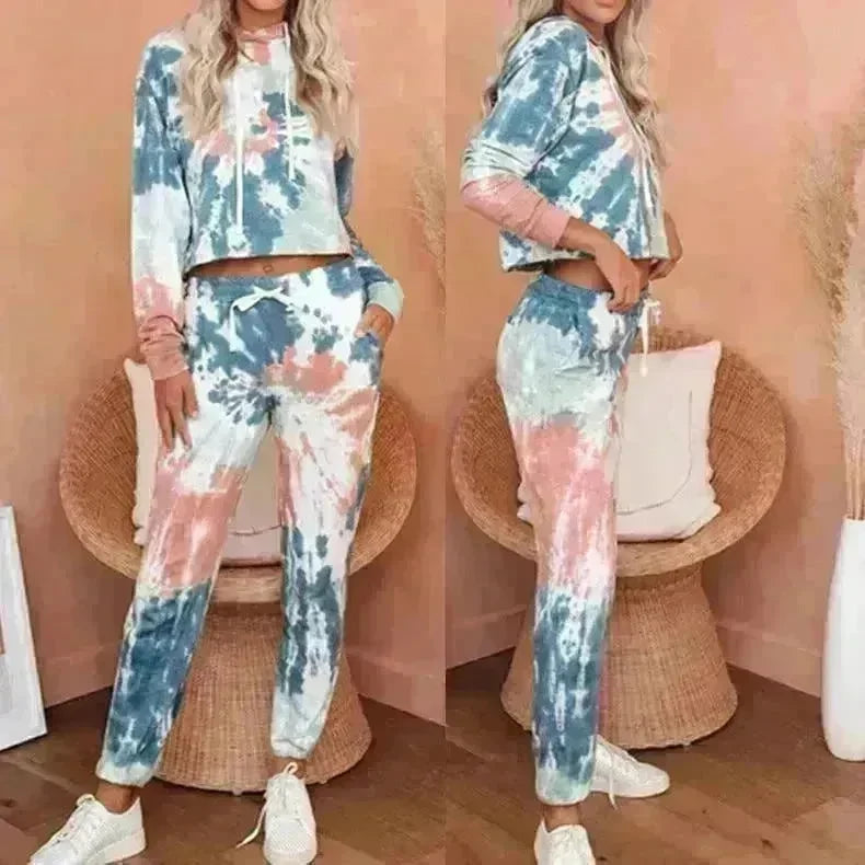 Ladies Casual Long-sleeved Tie-dye Printing Ladies Casual Suit - EX-STOCK CANADA