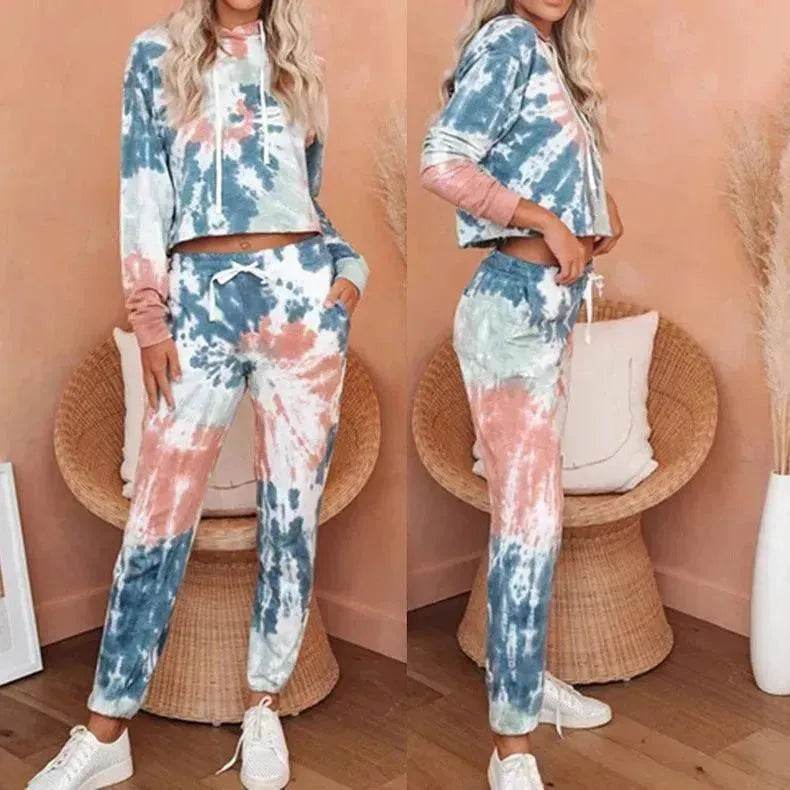 Ladies Casual Long-sleeved Tie-dye Printing Ladies Casual Suit - EX-STOCK Canada