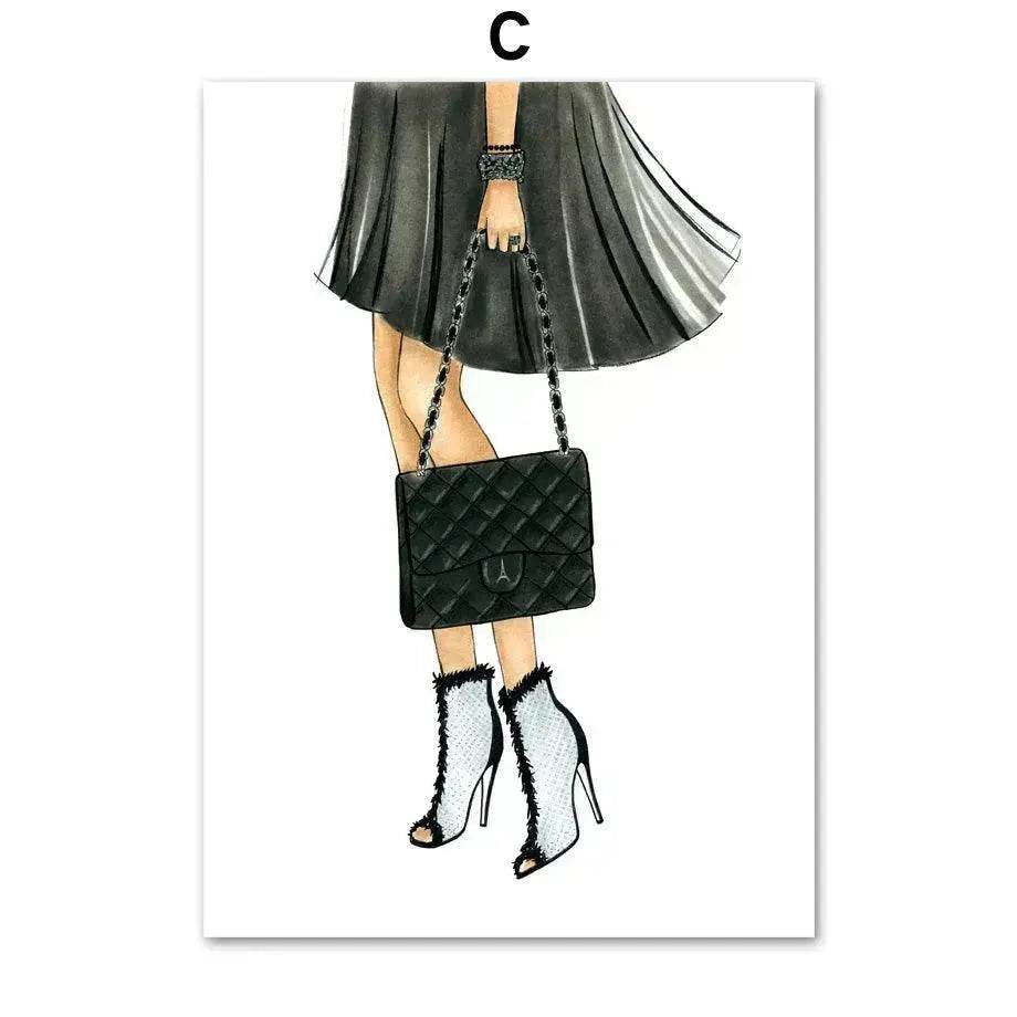 Ladies Flower Bag Canvas Wall Living Room - EX-STOCK Canada