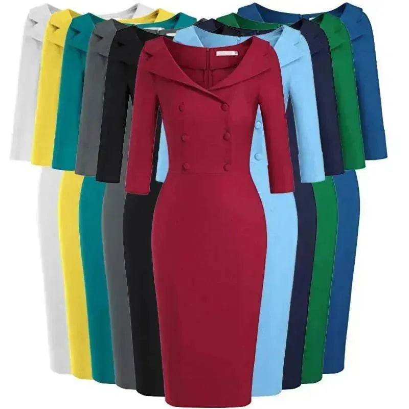 Ladies retro sweetheart collar casual wine dance dress foreign trade wide collar pencil skirt - EX-STOCK Canada