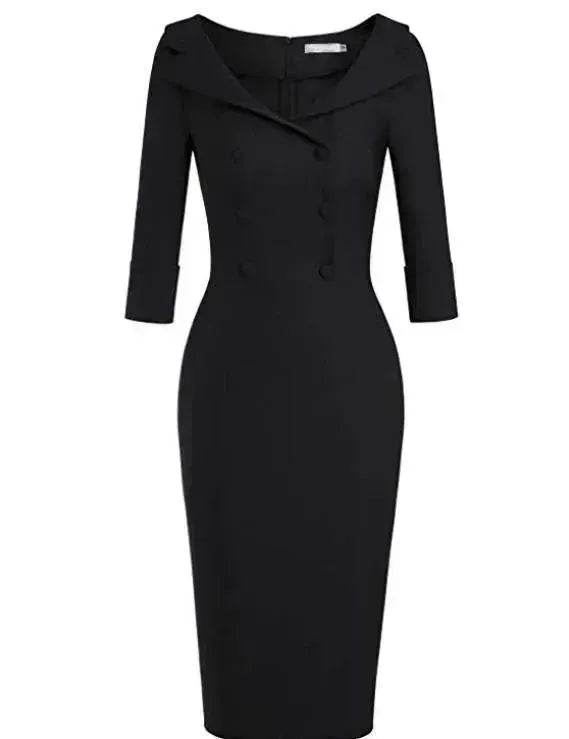 Ladies retro sweetheart collar casual wine dance dress foreign trade wide collar pencil skirt - EX-STOCK Canada