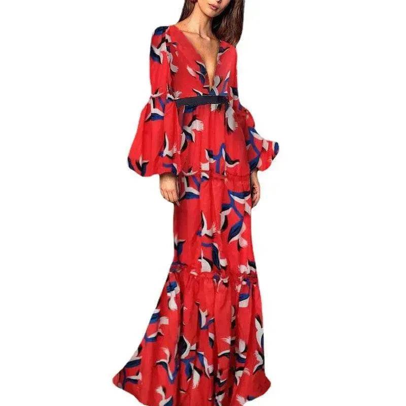 Lady Charming V-neck Digital Printing Dress - EX-STOCK Canada