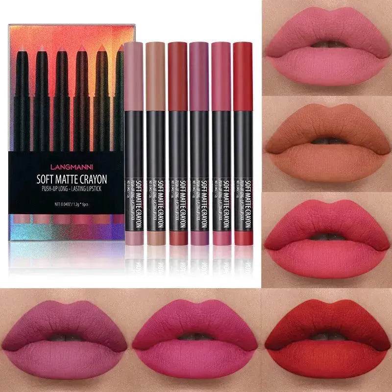 Langmanni Makeup Lipstick Set Of Six Matte Matte Lipsticks Lip Gloss Set - EX-STOCK Canada