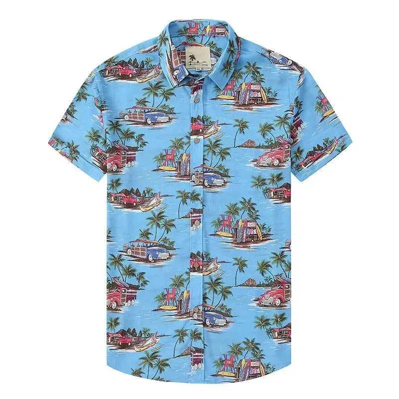 Lapel Print Thin Hawaiian Printed Shirt Men - EX-STOCK Canada