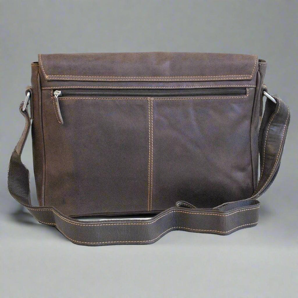 Sac pour ordinateur portable en cuir Greenwood. Sac messager en cuir ciré de qualité supérieure