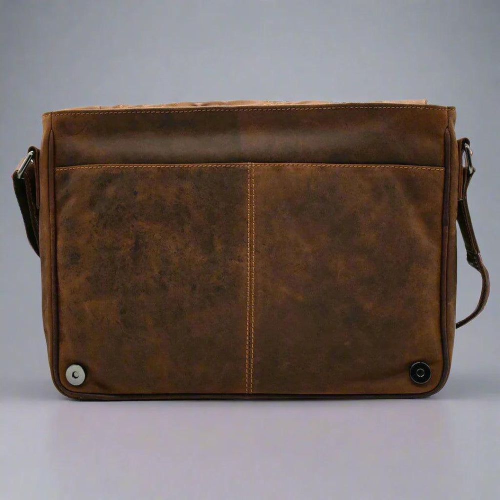 Sac pour ordinateur portable en cuir Greenwood. Sac messager en cuir ciré de qualité supérieure