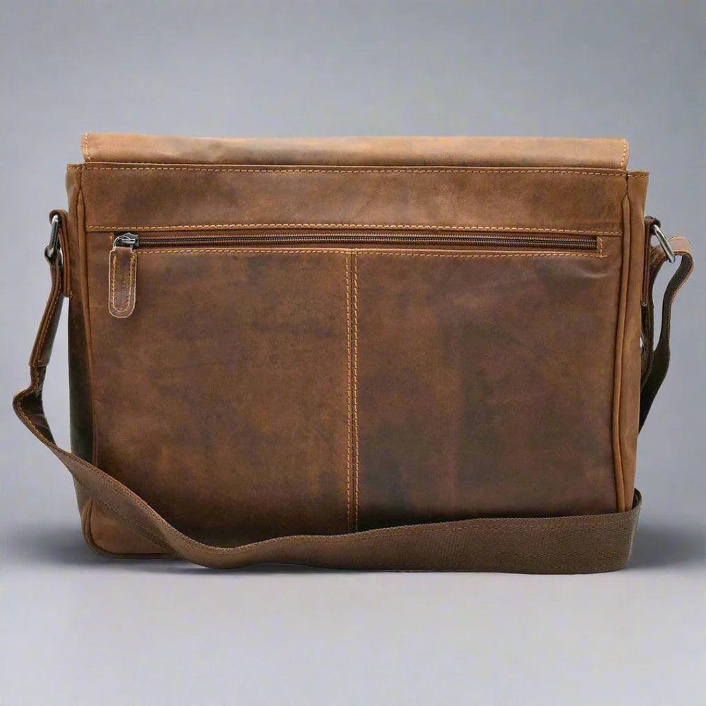 Sac pour ordinateur portable en cuir Greenwood. Sac messager en cuir ciré de qualité supérieure