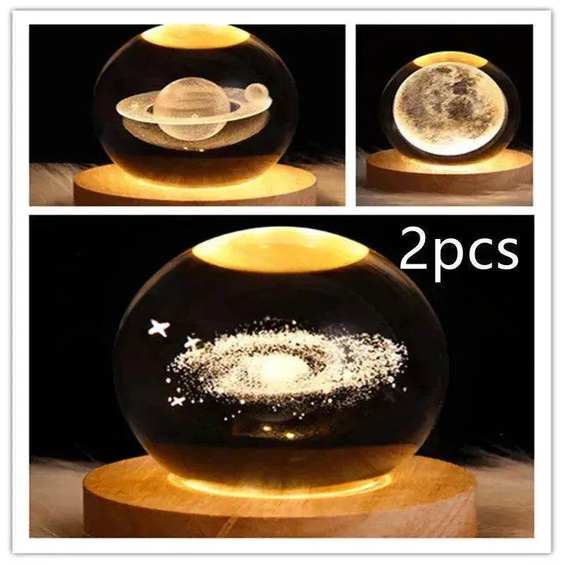 LED Night Light Galaxy Crystal Ball Table Lamp 3D Planet Moon Lamp Bedroom Home Decor For Kids Party Children Birthday Gifts - EX-STOCK Canada