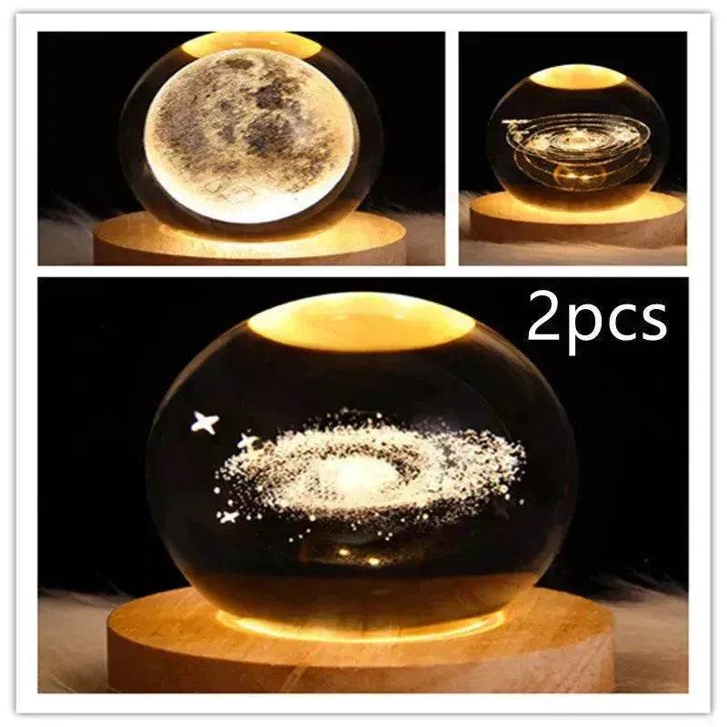 LED Night Light Galaxy Crystal Ball Table Lamp 3D Planet Moon Lamp Bedroom Home Decor For Kids Party Children Birthday Gifts - EX-STOCK Canada