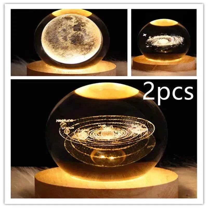 LED Night Light Galaxy Crystal Ball Table Lamp 3D Planet Moon Lamp Bedroom Home Decor For Kids Party Children Birthday Gifts - EX-STOCK Canada