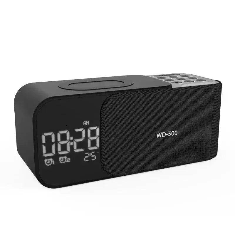 Led Wireless Charging Alarm Clock Fm Radio Bluetooth Speaker With Microphone Temperature Indicator Digital Display Speakers - EX-STOCK Canada