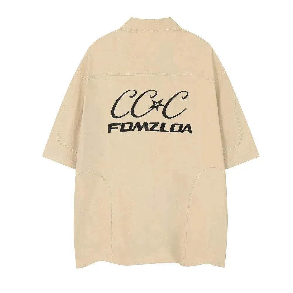 Letter Embroidered Workwear With Pocket Shirt - EX-STOCK Canada