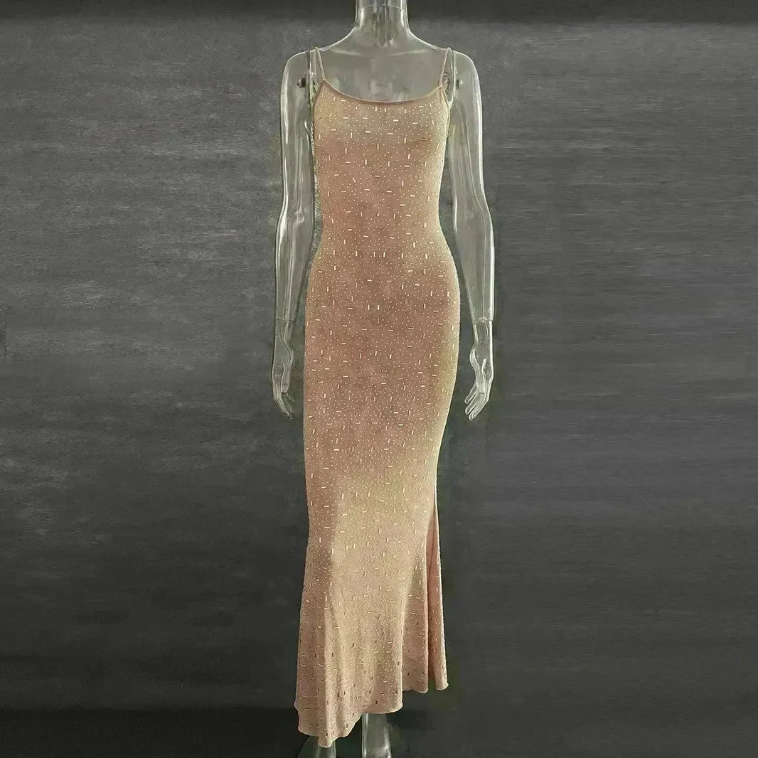 Light Diamond Sexy Suspender Mermaid Dress Gown - EX-STOCK CANADA