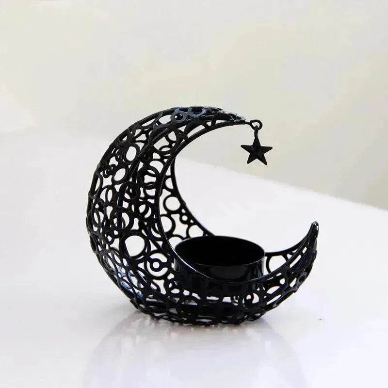 Light Luxury Crescent Moon Star Moon Black Gold Metal Candle Holder Modern Romantic Wedding Christmas Candle Cup Home Decor - EX-STOCK Canada