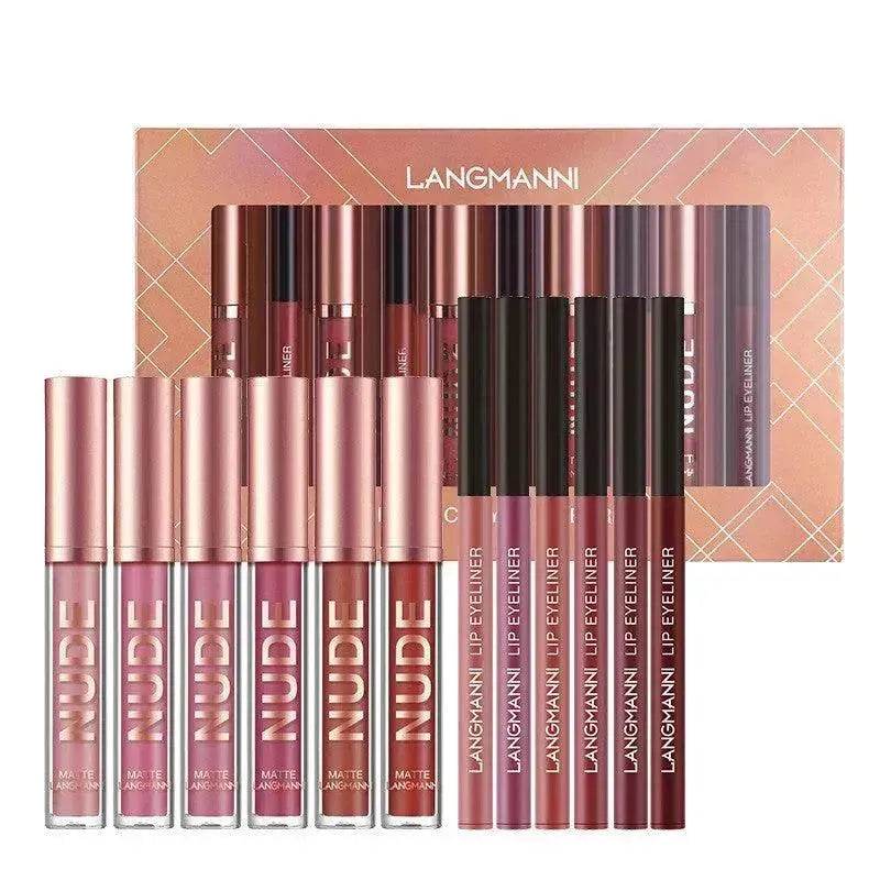 Lip Liner And Lipstick Makeup 12 Pcs Set 6 Matte Lipstick 6 Lip Liner Pens Waterproof Long Lasting Matte Lipstick Beauty Cosmetics Makeup Gift For Girls Lipstick Set - EX-STOCK Canada