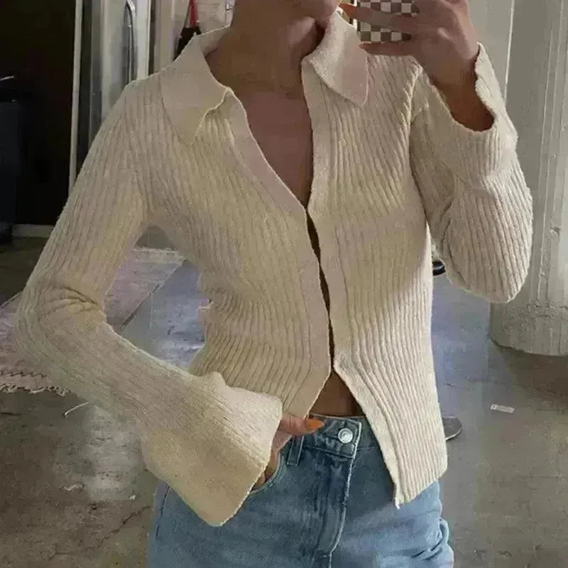 Long Sleeve Top Bell Sleeve Bottoming Casual Street - EX-STOCK CANADA