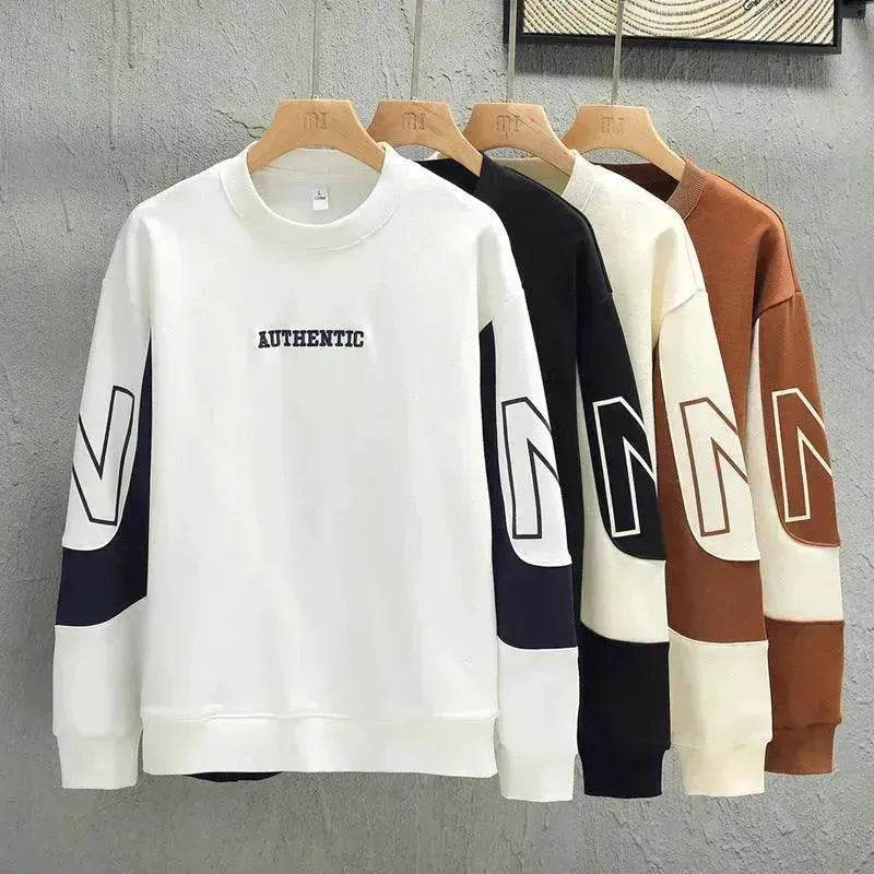 Loose Color Matching Round Neck Long Sleeve T-shirt Casual Top - EX-STOCK Canada