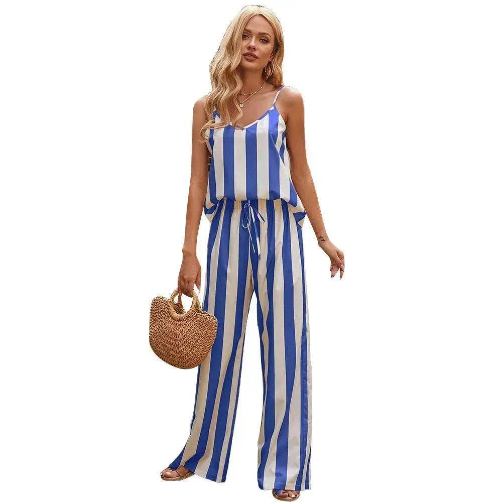 Loose Homewear Striped Small Sling Trousers Woven Suit Women - EX-STOCK Canada