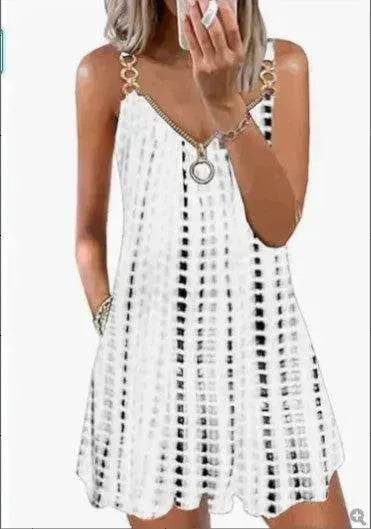 Loose Sleeveless Sling Summer Beach Printed Floral Mini Dress - EX-STOCK Canada