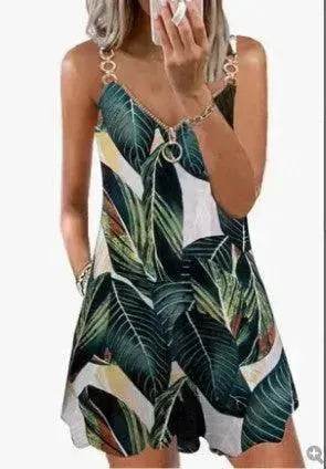 Loose Sleeveless Sling Summer Beach Printed Floral Mini Dress - EX-STOCK Canada