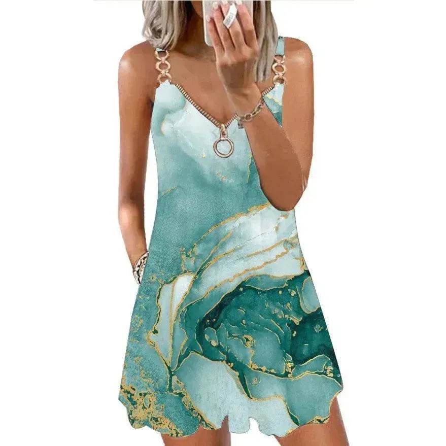 Loose Sleeveless Sling Summer Beach Printed Floral Mini Dress - EX-STOCK Canada