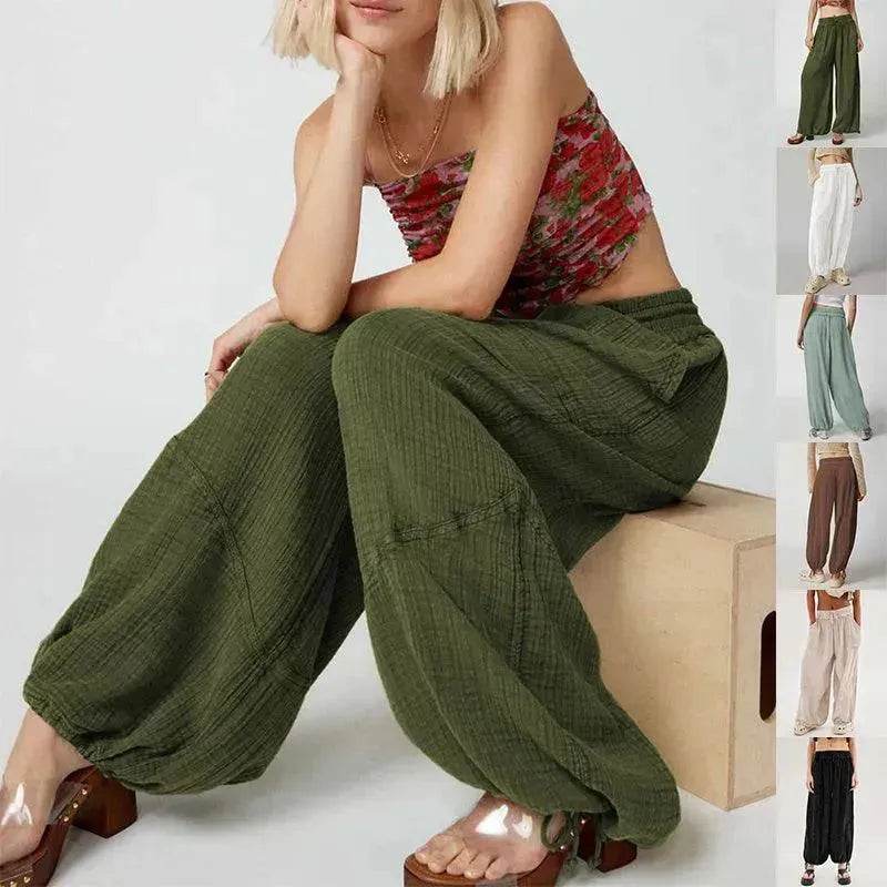 Loose Wide Leg Pants Women Drawstring Leggings Trousers - EX-STOCK Canada