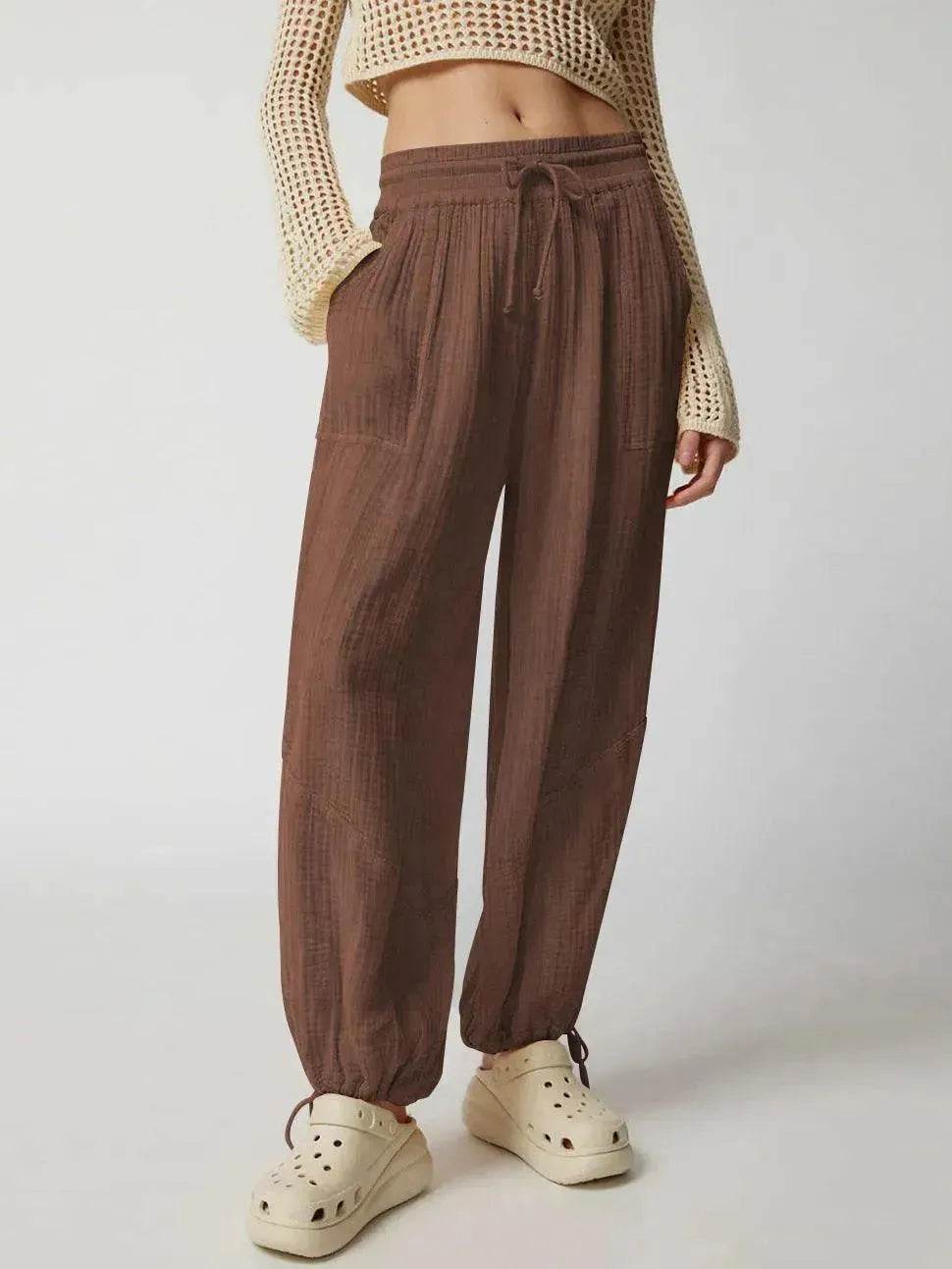 Loose Wide Leg Pants Women Drawstring Leggings Trousers - EX-STOCK Canada