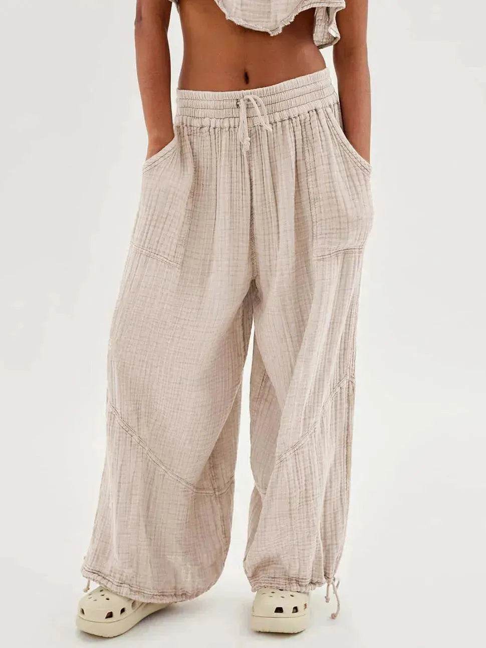 Loose Wide Leg Pants Women Drawstring Leggings Trousers - EX-STOCK Canada