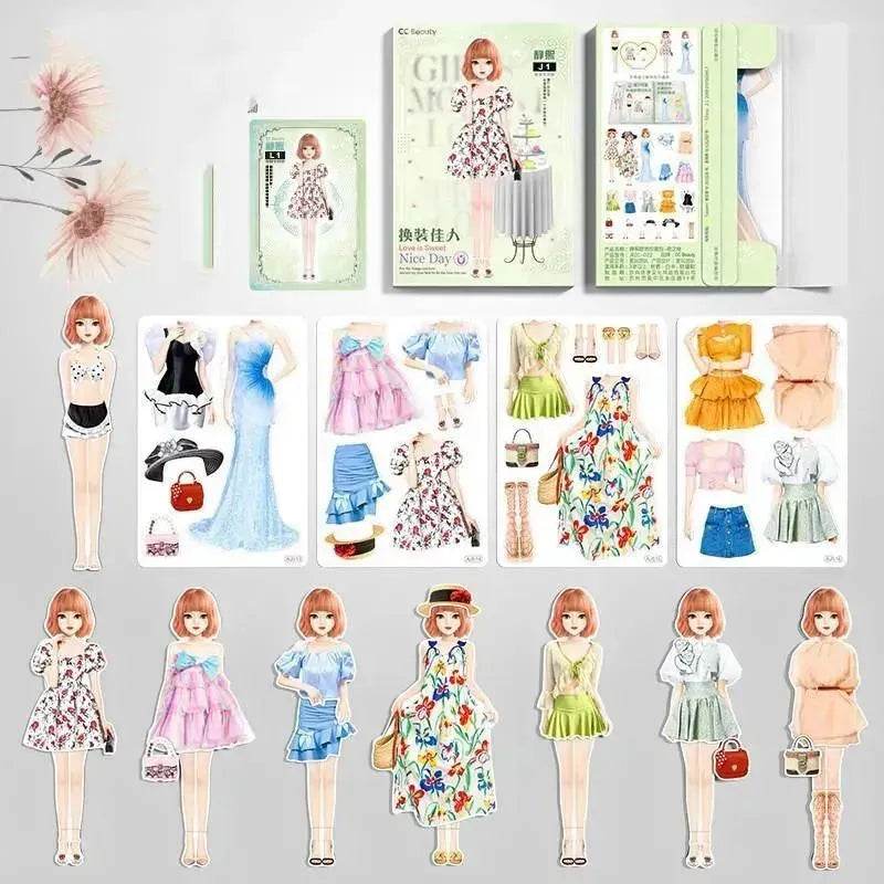 Magnetic Baby Girl Dressing Stickers Baby Clothing Stickers Book Toys - EX-STOCK Canada
