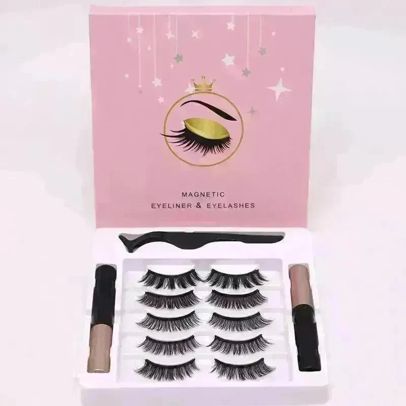 Magnetic Eyelashes Eyeliner Set Long Lasting False Mink Waterproof Eye Lashes Extension Reusable Beauty Makeup Tool - EX-STOCK CANADA
