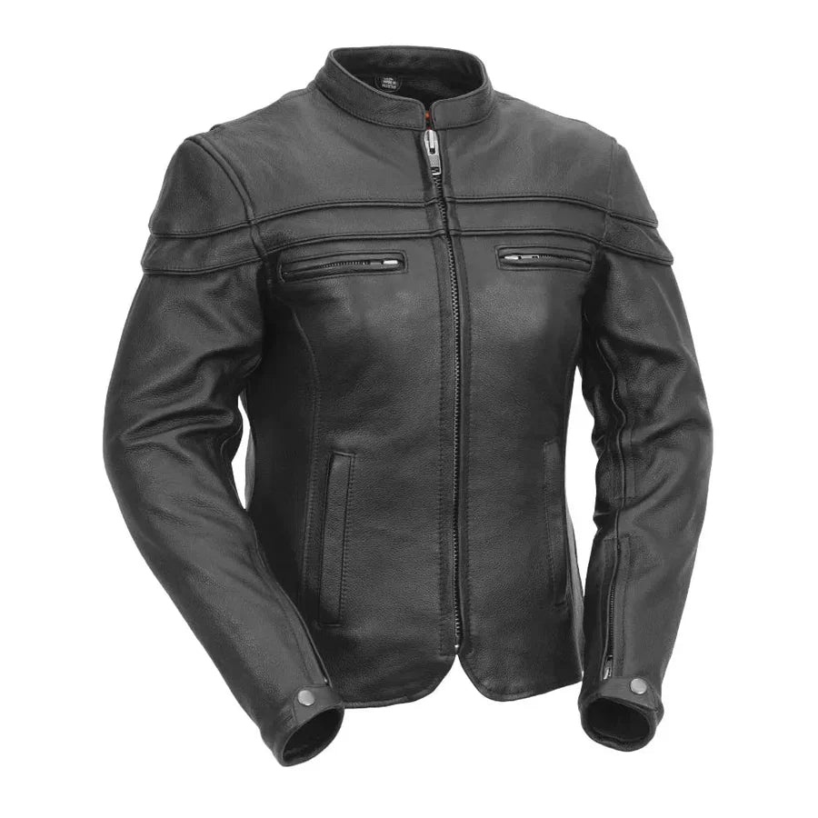 Chaqueta de moto para mujer. Piel de vaca ventilada con forro térmico extraíble con cremalleraEX-STOCK Canada