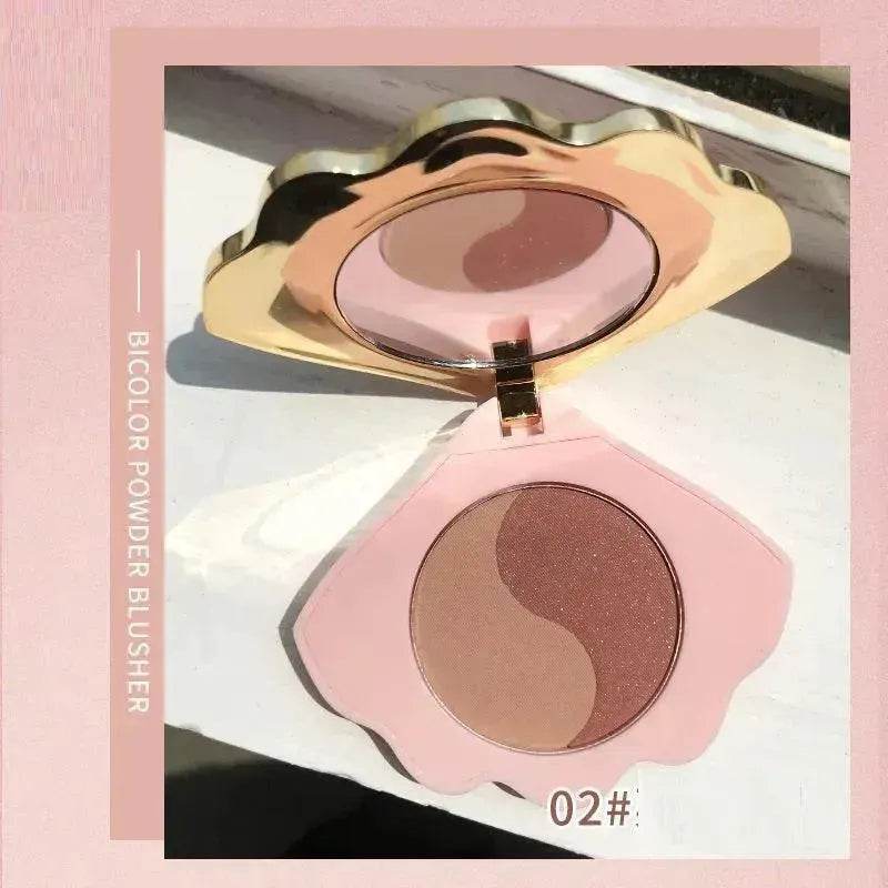 Makeup Shell Double Color Mirror Powder Blusher - EX-STOCK Canada