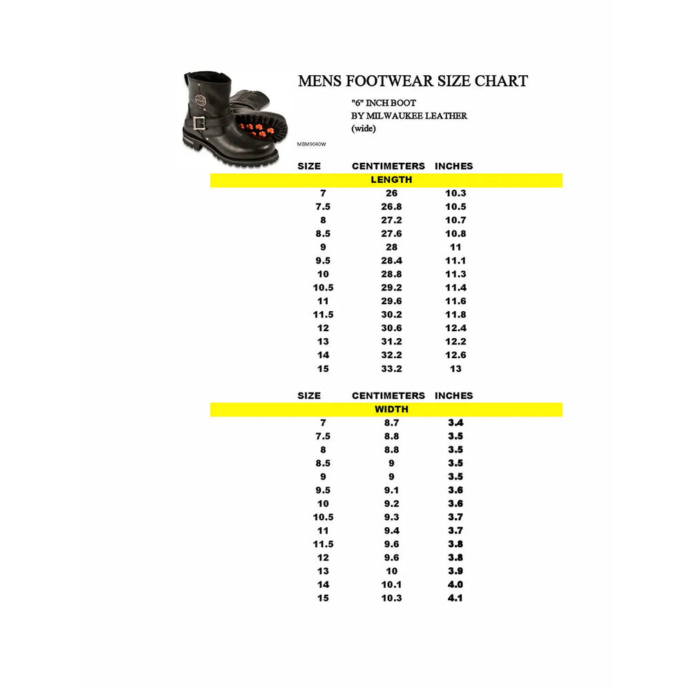 Botas de motociclista Milwaukee Leather para hombre de 6" ancho con cierre lateralEX-STOCK Canada