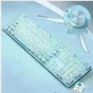 Mechanical Keyboard Wired Mouse Set Usb Interface Rechargeable Blue Retro Punk Version - EX-STOCK CANADA