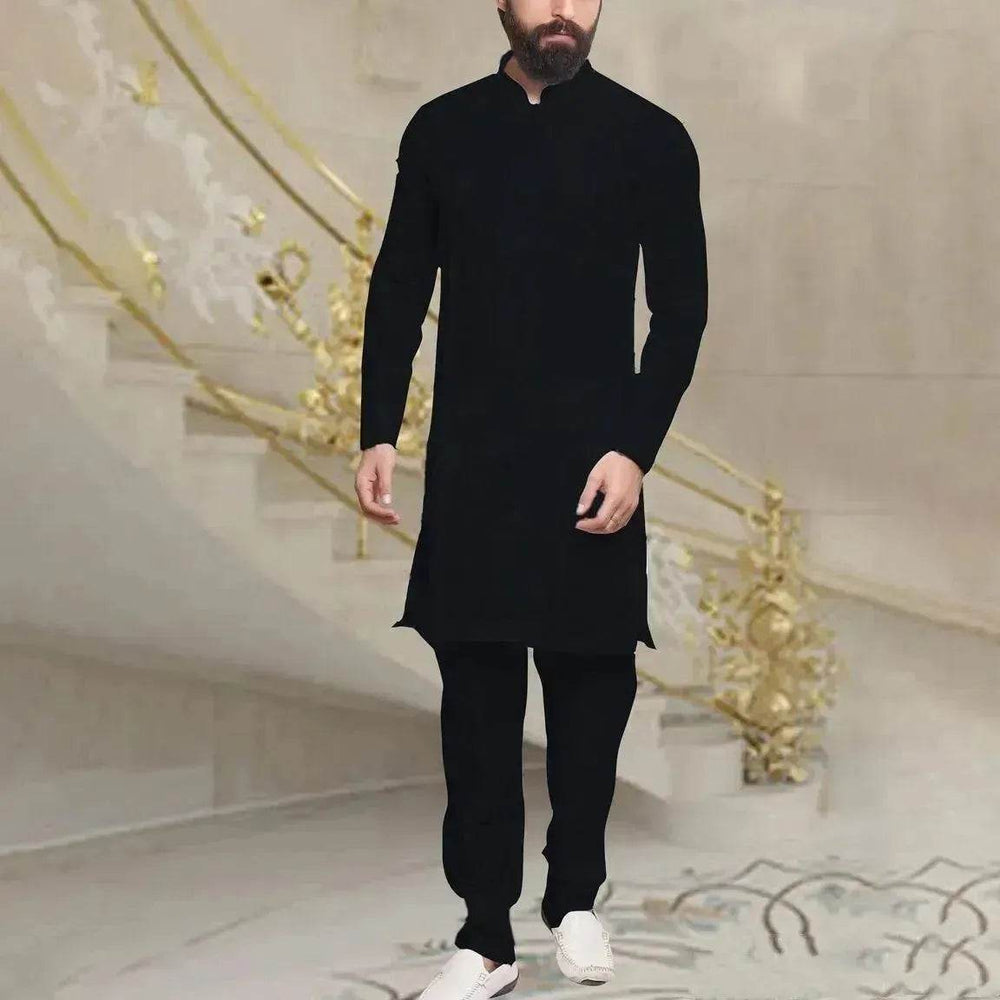 Camicia lunga da uomo araba mediorientale in lino con bottoni - EX-STOCK Canada