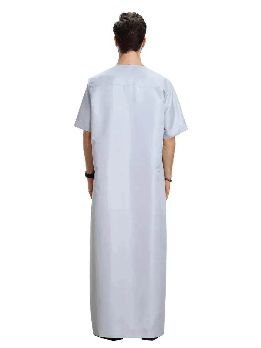 Fashionable and Elegant Men's Arab Short-sleeved Solid Color Robe Moroccan Men's Jalabiya - EX-STOCK Canada