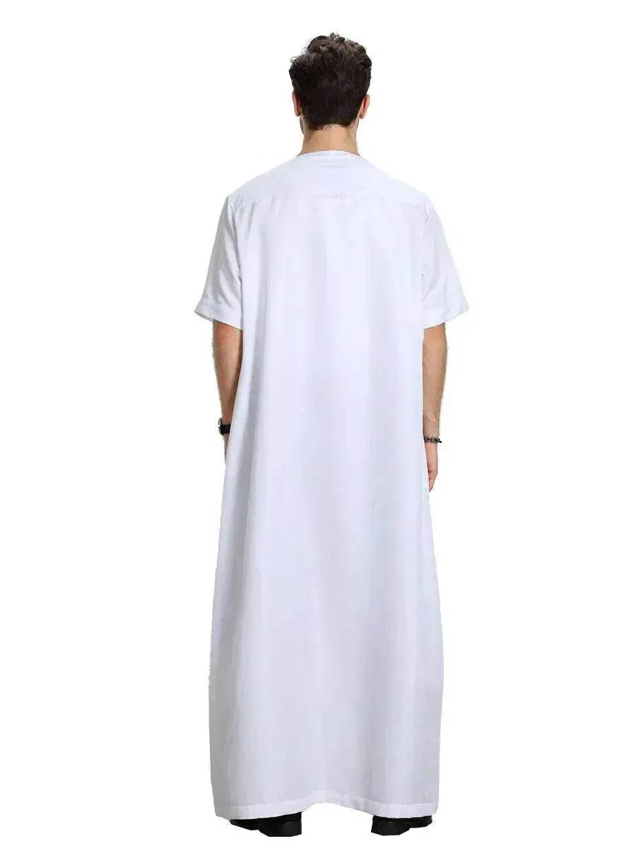Fashionable and Elegant Men's Arab Short-sleeved Solid Color Robe Moroccan Men's Jalabiya - EX-STOCK Canada
