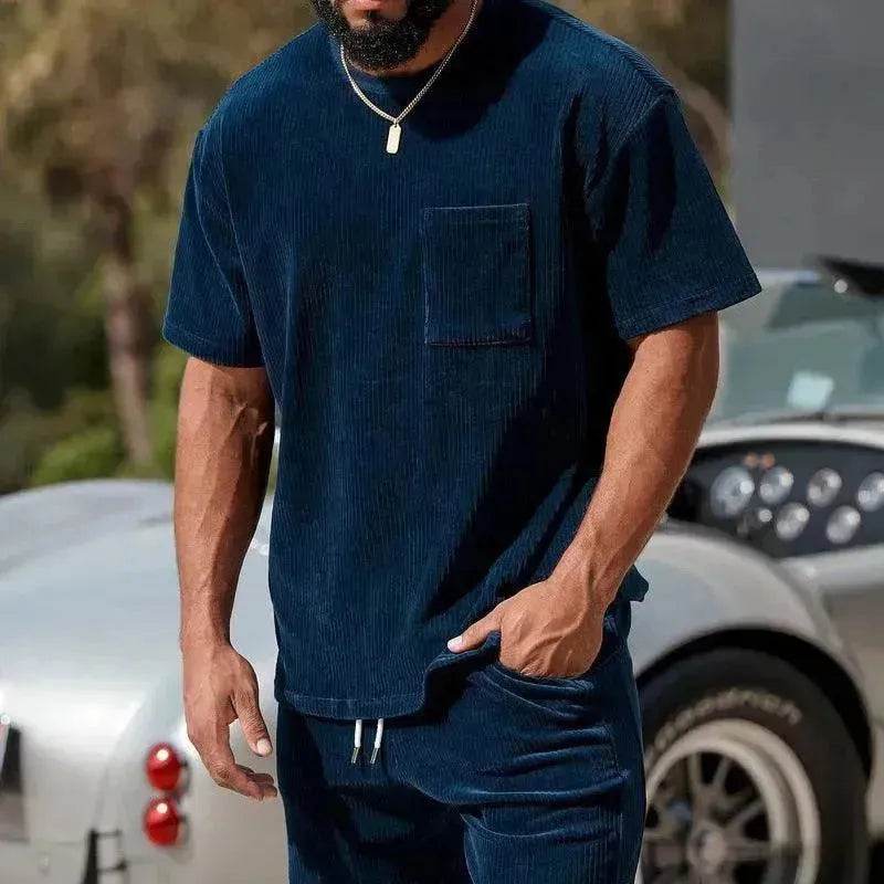 Men's Classy Summer Casual T-shirt Shorts Suit - EX-STOCK Canada