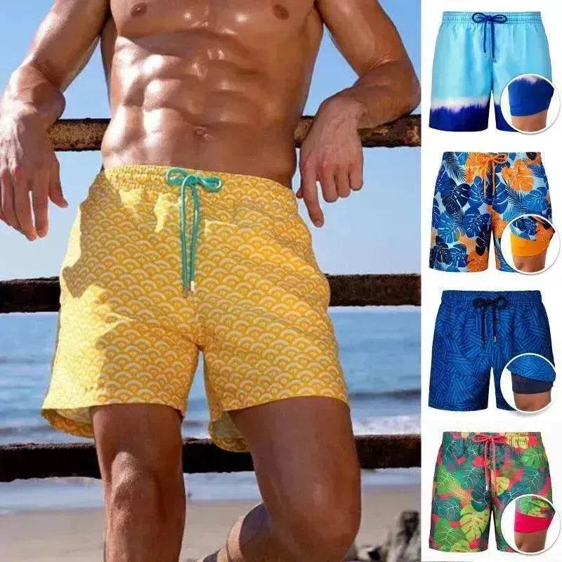 Men's Printed Beach Shorts Sports Double Layer Shorts Summer - EX-STOCK Canada