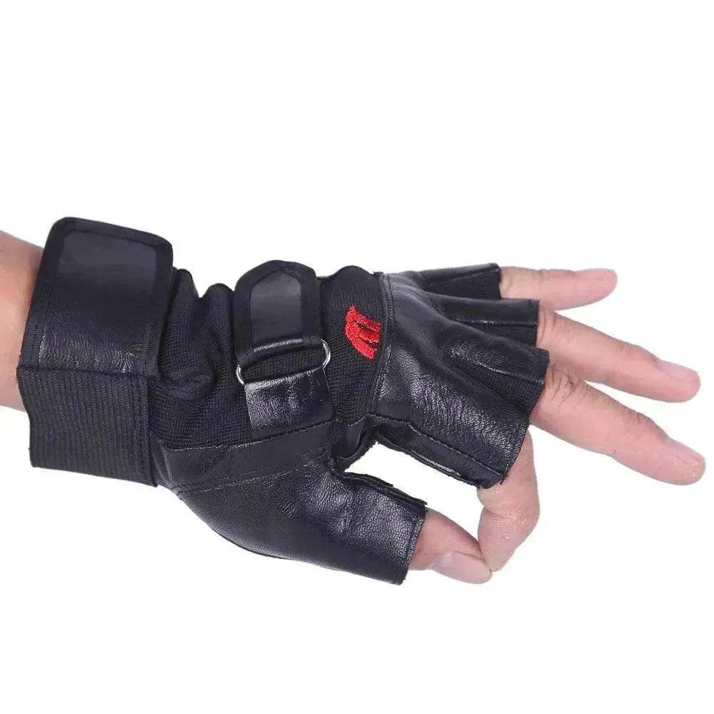 Men's PU Leather Motorcycle Riding Weight Lifting Gym Workout Outdoor Fingerless Glove - EX-STOCK Canada