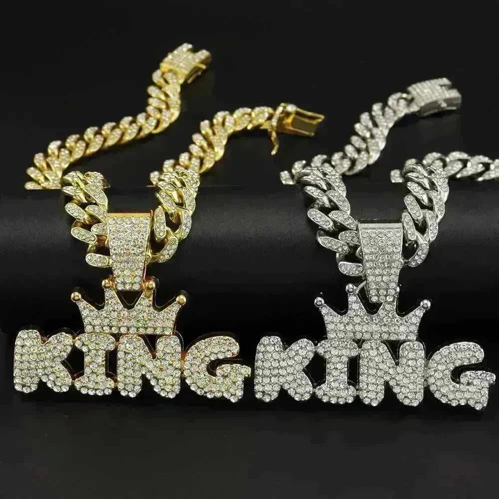 Mens Fashion Alloy Necklace With Diamond Pendant - EX-STOCK CANADA