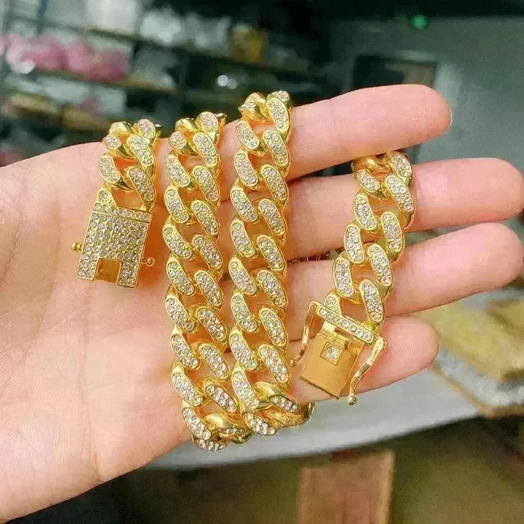 Mens Fashion Simple Full Diamond Cuba Necklace - EX-STOCK CANADA
