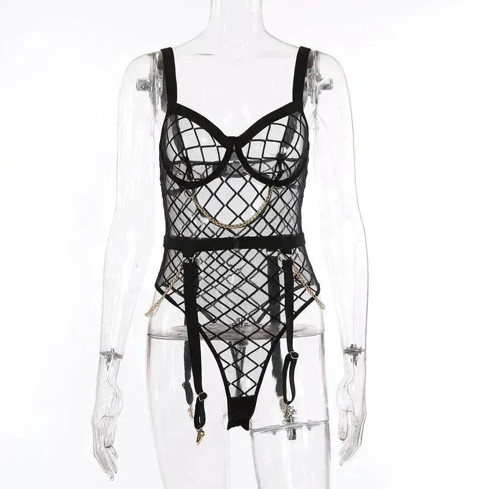 Mesh See-through Underwear Metal Chain Set - EX-STOCK Canada
