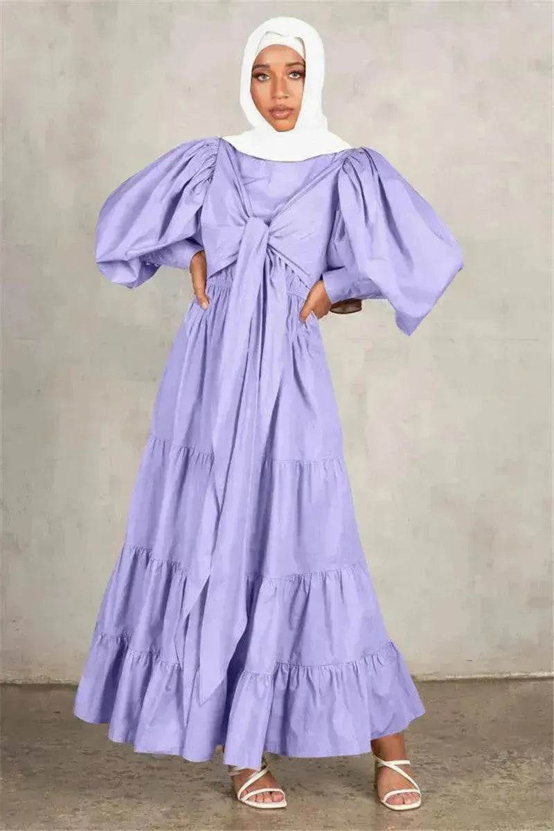 Middle East Europe and the United States Puff Sleeve Bandage More Wear French Robe Dress - EX-STOCK Canada