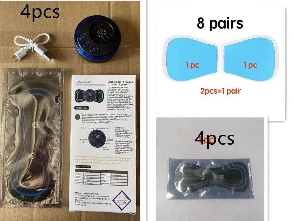 Mini Massage Pad Smart LCD Display Electrotherapy Massager Cervical Spine Waist Back Butterfly Instrument Pocket - EX-STOCK Canada