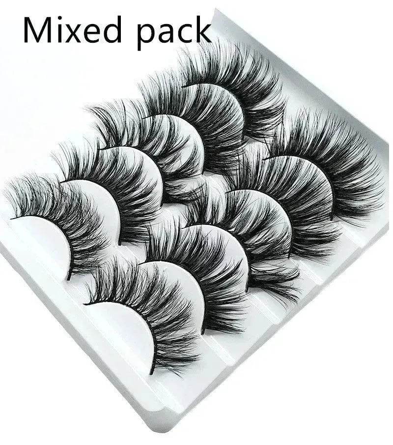 Mink False Eyelashes 3D False Eyelashes Five Pairs Of Soft Cotton Stalk Eyelashes - EX-STOCK Canada