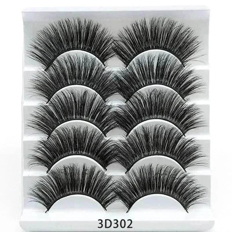 Mink False Eyelashes 3D False Eyelashes Five Pairs Of Soft Cotton Stalk Eyelashes - EX-STOCK Canada